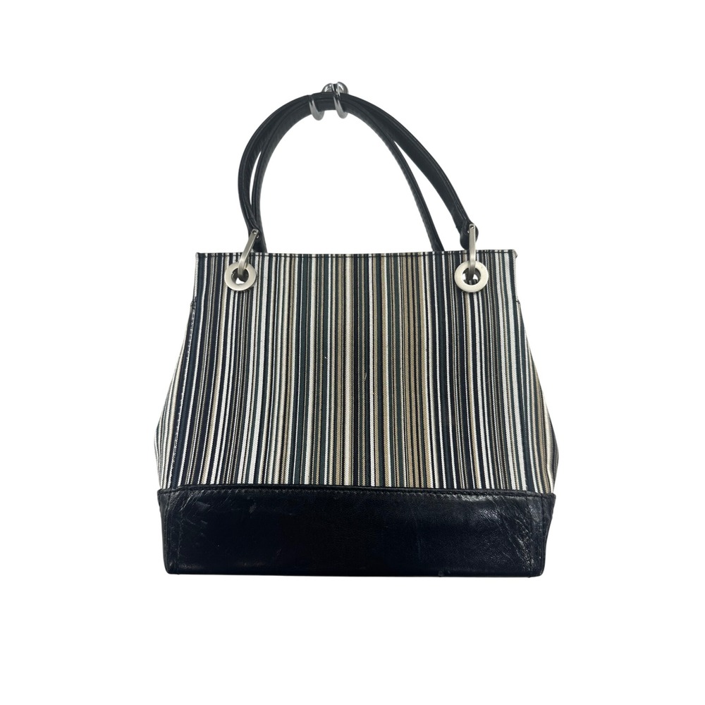Charles Jourdan Striped Satchel Top Handle Bag Designer Purse Made in Spain - Picture 6 of 10